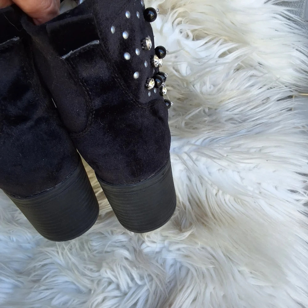 Madden Veera Velvet embellished Combat boots 9 - Picture 2 of 16